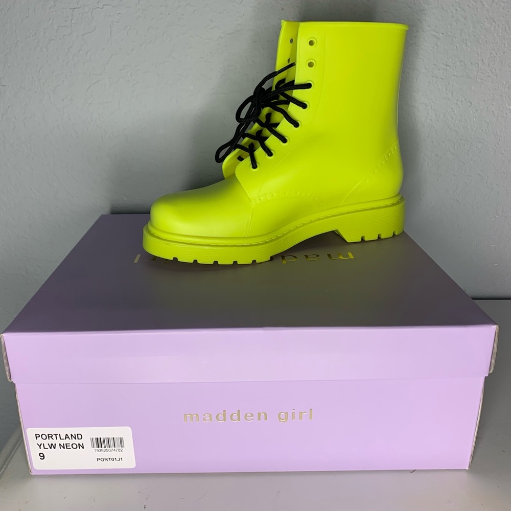 Neon yellow boots